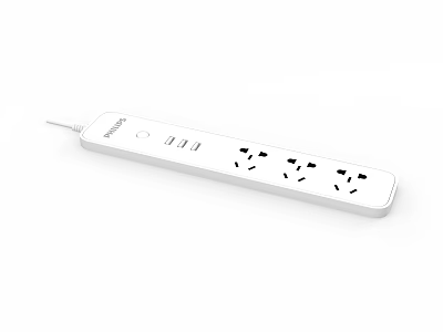White BULL Power Strip With Multiple Sockets And Switches For Home Use 3d model