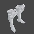 Silver Spiked Metal Combat Boots Weapon With Decorative Armor And Intricate Details
