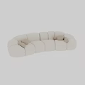 Beige Curved Multi Seater Sofa with Modular Design and Decorative Pillows