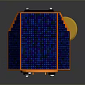Satellite Module With Blue Grid Panel Orange Frame And Golden Circular Component 3d model