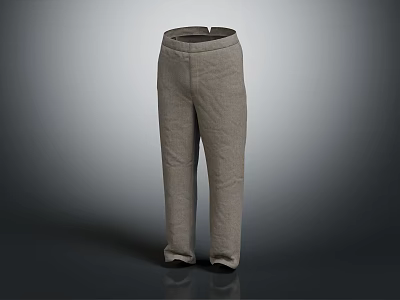 Comfortable Stylish Gray Linen Casual Pants For Daily Wear Outfit 3d model