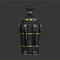 Decorative Metal Container With Conical Lid Colored Gemstones And Gold Accents