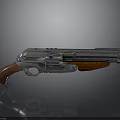 Classic Revolver With Metallic Finish And Wooden Grip Shiny Surface Design