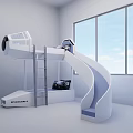 Hotel Guest Room Featuring Bunk Bed With Slide And Large Window For Kids