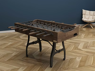 Modern Wooden Foosball Table With Metal Legs For Indoor Entertainment Space 3d model