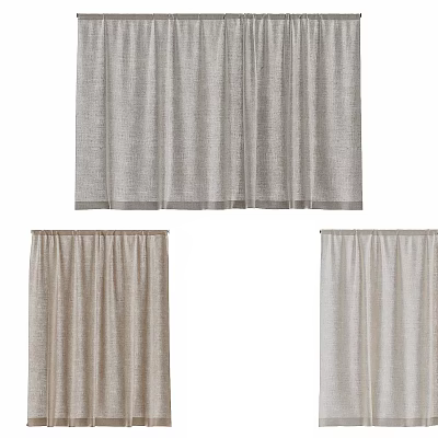 Modern Light Beige Linen Curtains For Living Room Window Decor 3d model