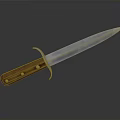 Worn Metal Blade Knife With Wooden Handle And Rivets On Dark Background