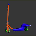 3D Mechanical Structure With Red And Blue Components And Green Circular Elements