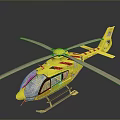 Yellow Rescue Helicopter With Red Stripes And Rotor Design For Emergency Services