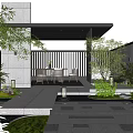 Modern Garden Landscape Featuring Stone Pathway Outdoor Seating Area And Lush Green Plants