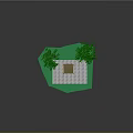 Charming Cartoon Scene Featuring Green Grass Two Trees And Wooden Bench On Checkerboard Floor