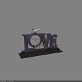 Decorative Table Clock with LOVE Letter Base and Bird Ornament
