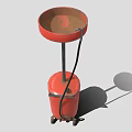 Red Industrial Equipment With Wheels Funnel Top And Black Hose For Waste Collection