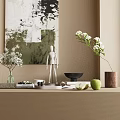 Stylish Ornamental Decor Combination With Wooden Mannequin White Flowers Black Bowl Green Apple And Books