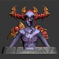 Shyvana Female Character Figurine With Red Horns Purple Skin Red Gold Decorations And Base