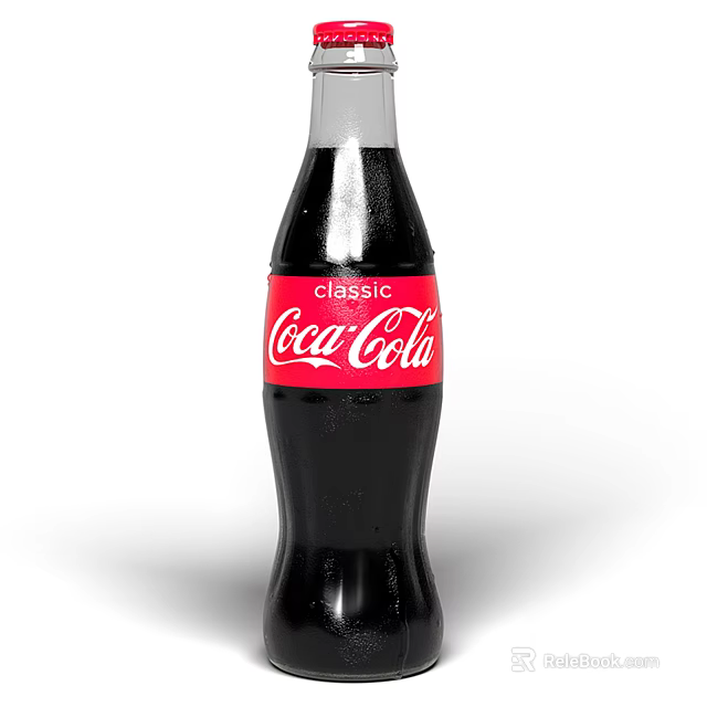 Classic Coca Cola Bottle With Red Label And Carbonated Soft Drink 3d model 