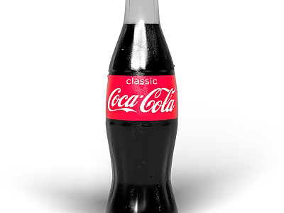 Classic Coca Cola Bottle With Red Label And Carbonated Soft Drink 3d model