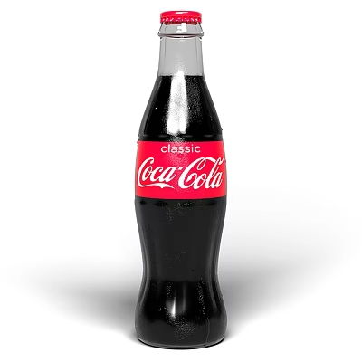 Classic Coca Cola Bottle With Red Label And Carbonated Soft Drink 3d model