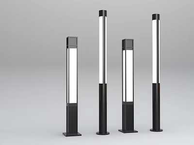 Outdoor Post Lights Modern Black Base White Light Sleek Design for Garden Pathway 3d model
