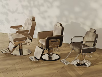 Modern Massage Chairs With Leather Upholstery And Metal Bases On Wooden Floor Interior 3d model