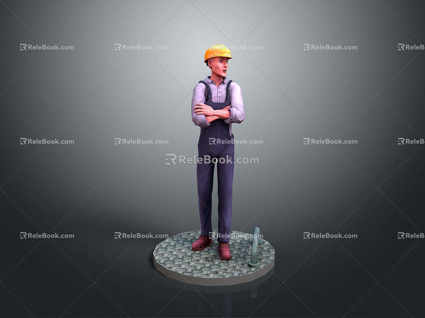 Worker European worker mechanic builder repairman miner digger figure 3d model