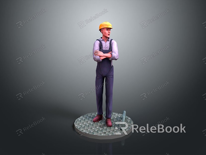 Worker European worker mechanic builder repairman miner digger figure model