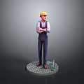 Worker European worker mechanic builder repairman miner digger figure 3d model