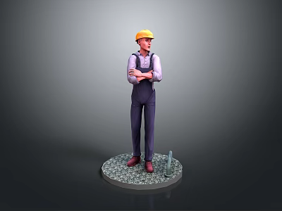 Worker European worker mechanic builder repairman miner digger figure 3d model