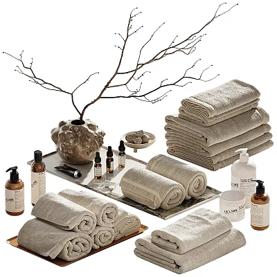 Premium Soft Towels And Natural Bath Products For Daily Household Use 3d model