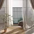 Double Layer Modern Beige Curtains Sheer and Linen for Window Warm Natural Light