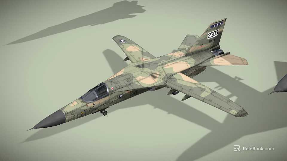 Camouflage Painted Military Fighter Jet With Tail Number 22 Detailed 3d model 