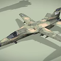 Camouflage Painted Military Fighter Jet With Tail Number 22 Detailed