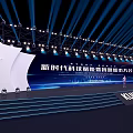 Modern Tech Conference Stage With Smart City Theme Lighting And Large Screen 3d model
