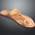Brown Leather Thong Sandals With Handcrafted Perforated Details And Comfortable Sole