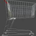 Metal Shopping Cart With Red Handle Four Rolling Wheels And Metal Frame