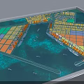Urban Planning Model With Colored Functional Zones Water Area And Lighting Display Platform