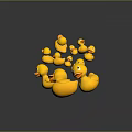 Multiple Yellow Rubber Duck Carvings 3D Artistic Works With Surface Reflections 3d model