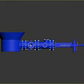 Blue Industrial Mechanical Equipment with Funnel Shaped Top Spiral Structure and Connecting Parts