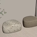 Two Fabric Ottomans With Patterned And Solid Color Designs In Living Room Interior 3d model