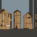 Wooden House Shaped Cat Furniture With Glass Doors And Interior Shelves