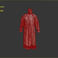 Elegant Long Silver Robe With Red Trim On Cuffs And Hem Displayed On Mannequin