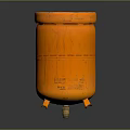 Orange Industrial Storage Barrel With Base Support And Vintage Design