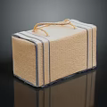 Beige Fabric Storage Box With Gray Stripes And Rope Handle For Home Organization