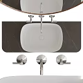 Modern Bathroom Vanity with Wooden Frame Gray Countertop and Oval Mirror Design