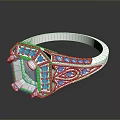 Elegant Vintage Inspired Statement Ring With Square Cut Gemstone And Diamond Accents On Silver Band