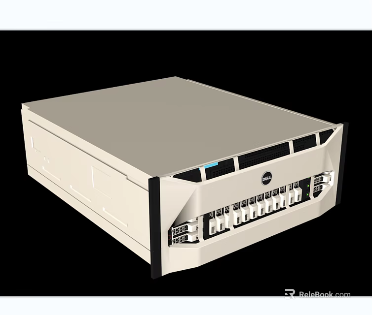Dell White Server Design With Front Panel Multiple Ports And LED Indicators 3d model 
