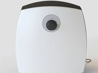 White Modern Household Appliance With Black Top Grille Round Control Panel And Indicator Light 3d model