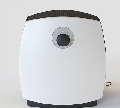 White Modern Household Appliance With Black Top Grille Round Control Panel And Indicator Light 3d model