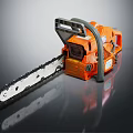 Orange Chainsaw Power Tool With Sharp Cutting Chain And Ergonomic Handle 3d model