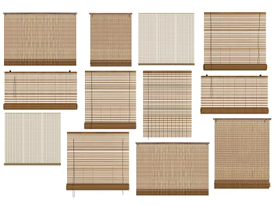 Various Styles of Bamboo Window Blinds for Home Decor and Interior Design 3d model